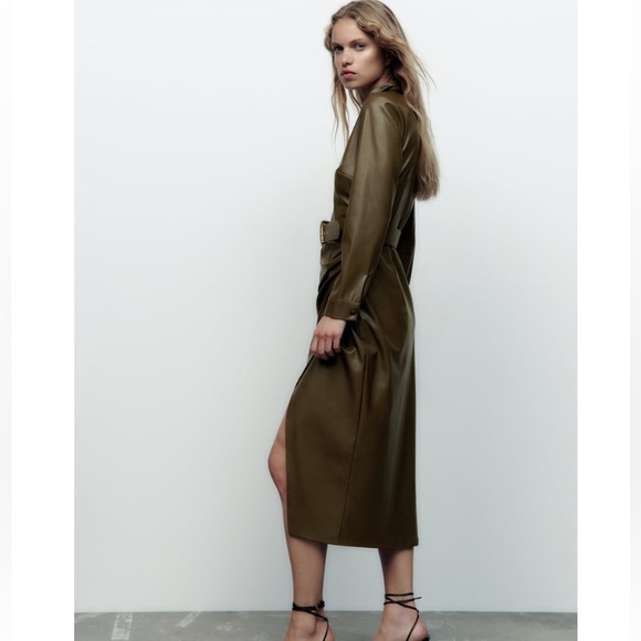 Zara Belted Faux Leather Dress - Picture 4 of 10